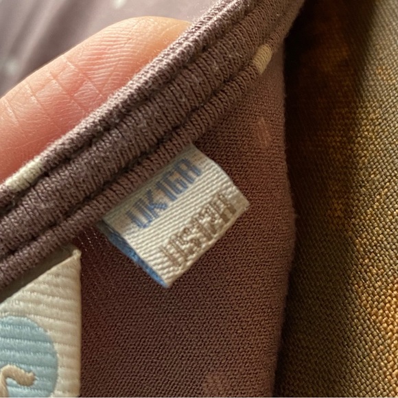 BODEN dotty surplice top, ruched stretch knit, taupe with white dots, UK brand - Picture 6 of 8